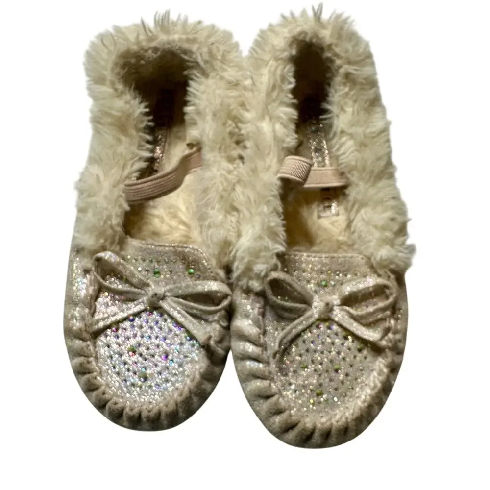 Kelly & Katie Girls Sparkly Flats Rhinestone Bow Shoes Princesscore
